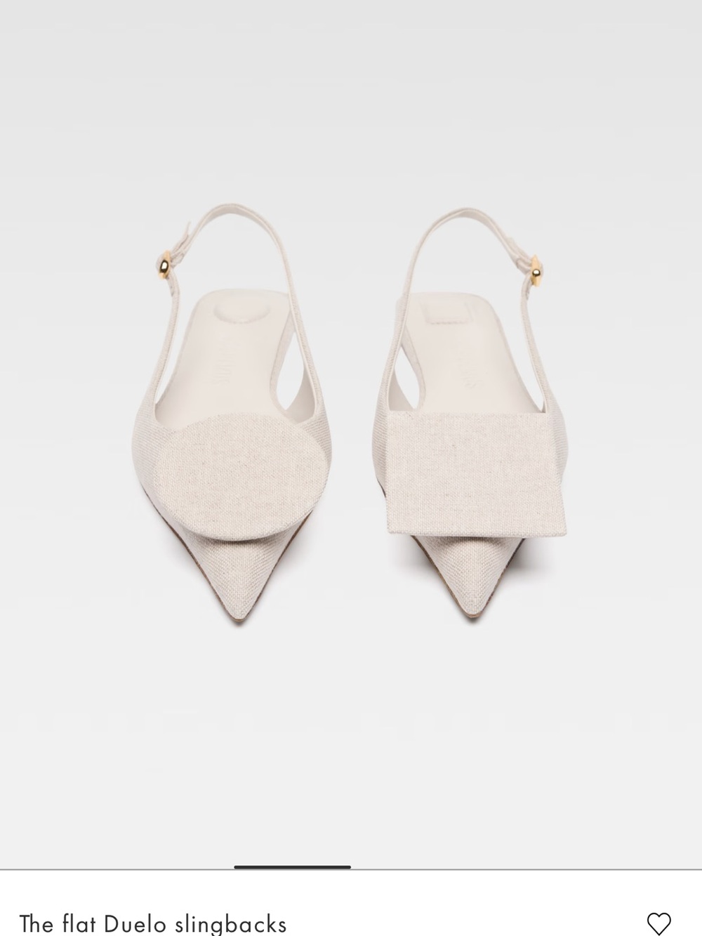 JACQUEMUS Pointed Toe Slingback Flats in Cream - Picture 2 of 7